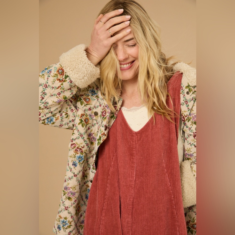 NWT Altar’d State Tapestry Floral Sherpa-Lined Jacket Coat X-Large - Picture 5 of 7
